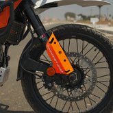 Moto Torque Orange Metal Fork Protectors for 2025 KTM 390 Adventure / Adventure X – Suspension Protection Upgrade